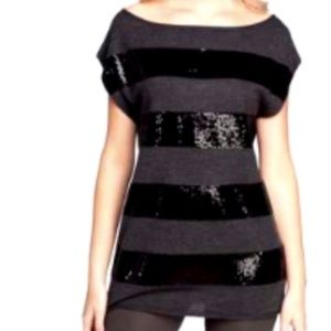 Alice + Olivia Sweater Black Gray Sequined XS